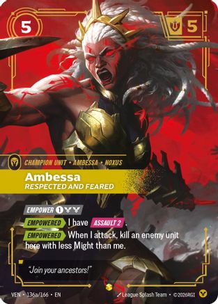 Ambessa, Respected and Feared (Alternate Art) (136a/166) [Vendetta] Foil-1