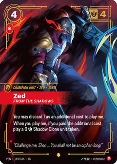 Zed, From the Shadows (Overnumbered) (169/166) [Vendetta] Foil-1