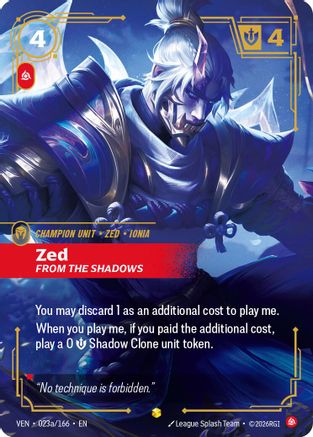 Zed, From the Shadows (Alternate Art) (023a/166) [Vendetta] Foil-1