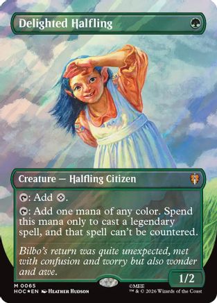 Delighted Halfling (Borderless) (Surge Foil) (65) [The Hobbit] foil-1