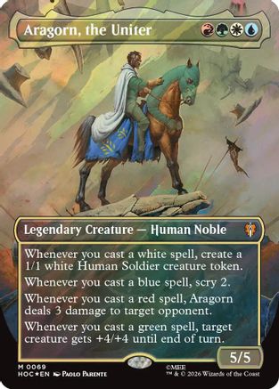 Aragorn, the Uniter (Borderless) (Surge Foil) (69) [The Hobbit: Eternal-Legal] foil-1