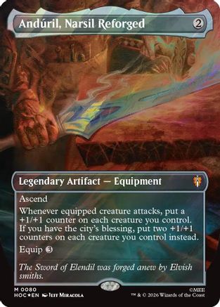 Anduril, Narsil Reforged (Borderless) (Surge Foil) (80) [The Hobbit: Eternal-Legal] foil