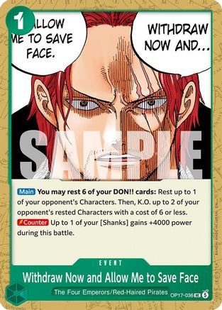 Withdraw Now and Allow Me to Save Face (OP17-036) [The World's Strongest Warriors]-1