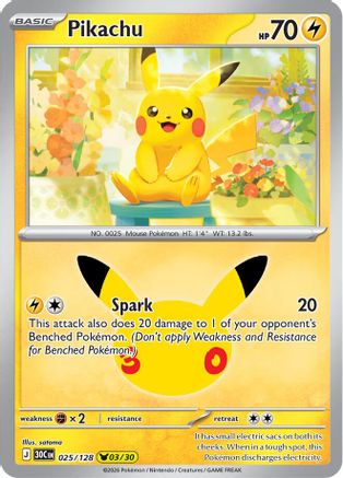 Pikachu - 025/128 (25) [ME: 30th Celebration] Holofoil