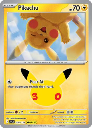 Pikachu - 026/128 (26) [ME: 30th Celebration] Holofoil