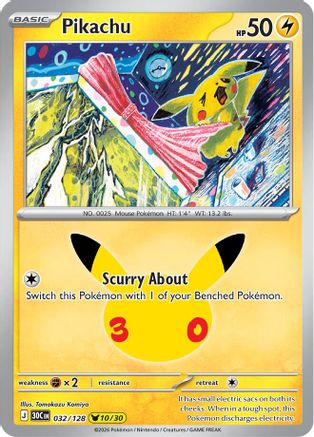 Pikachu - 032/128 (32) [ME: 30th Celebration] Holofoil-1