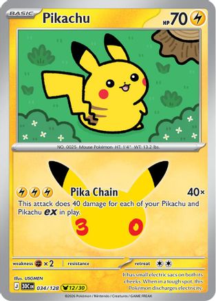 Pikachu - 034/128 (34) [ME: 30th Celebration] Holofoil
