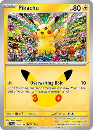 Pikachu - 040/128 (40) [ME: 30th Celebration] Holofoil