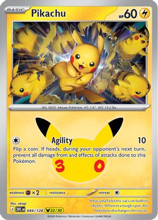 Pikachu - 044/128 (44) [ME: 30th Celebration] Holofoil-1