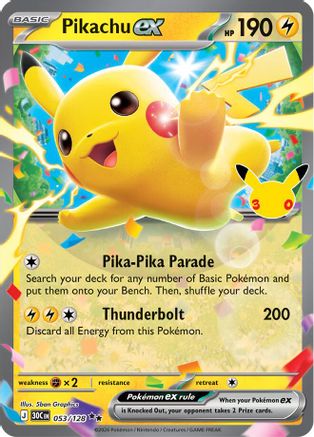 Pikachu ex - 053/128 (53) [ME: 30th Celebration] Holofoil-1