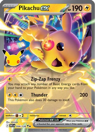 Pikachu ex - 054/128 (54) [ME: 30th Celebration] Holofoil-1
