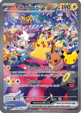 Pikachu ex - 150/128 (150) [ME: 30th Celebration] Holofoil