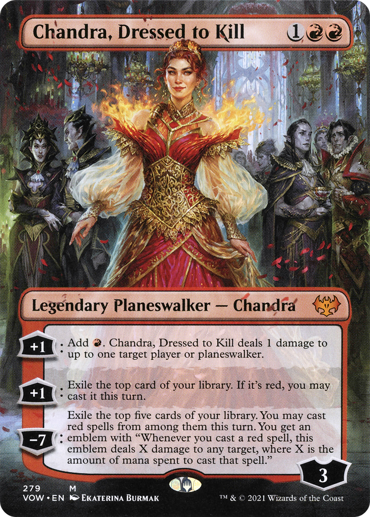 Chandra, Dressed to Kill (Borderless) (279) [Innistrad: Crimson Vow] foil - Deck Out Gaming