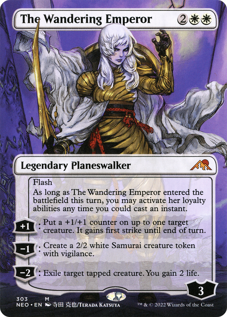 The Wandering Emperor (Borderless) (303) [Kamigawa: Neon Dynasty] foil - Deck Out Gaming