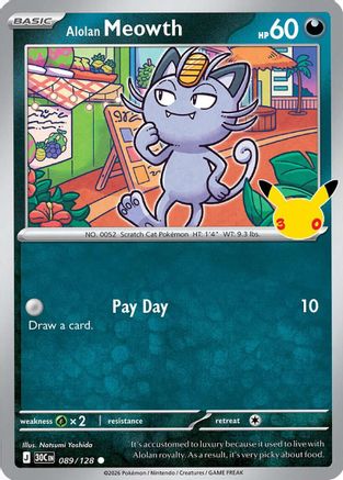 Alolan Meowth - 089/128 (89) [ME: 30th Celebration] Holofoil-1