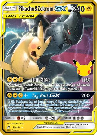 Pikachu & Zekrom GX (33) [ME: 30th Celebration Classic Collection] Holofoil-1