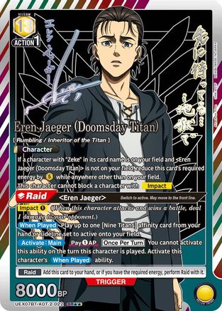 Eren Jaeger (Doomsday Titan) (SR**) (UEX07BT/AOT-2-022) [UEX07BT: Attack on Titan Vol. 2] Foil