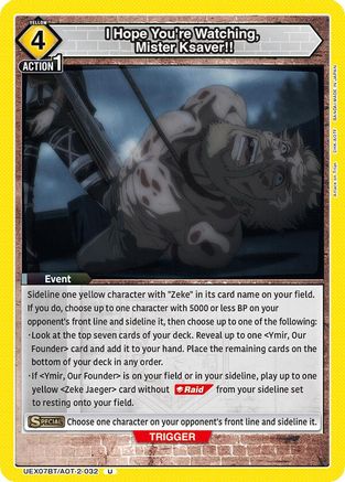 I Hope You're Watching, Mister Ksaver!! (UEX07BT/AOT-2-032) [UEX07BT: Attack on Titan Vol. 2]-1