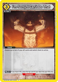 I'm Sorry. I Can't Do That (UEX07BT/AOT-2-033) [UEX07BT: Attack on Titan Vol. 2]-1