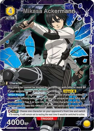 Mikasa Ackermann (008) (Box Topper Silver Foil) (UEX07BT/AOT-2-008) [UEX07BT: Attack on Titan Vol. 2] Foil-1