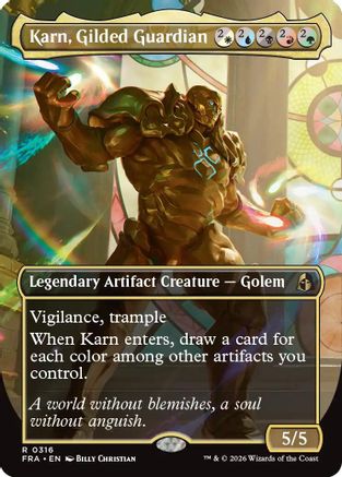 Karn, Gilded Guardian (Borderless) (316) [Reality Fracture] foil