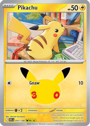 Pikachu - 031/128 (31) [ME: 30th Celebration] Holofoil-1