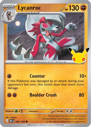Lycanroc - 085/128 (85) [ME: 30th Celebration] Holofoil-1