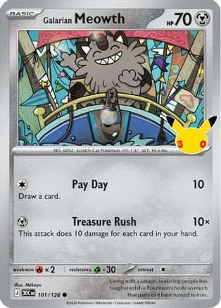 Galarian Meowth - 101/128 (101) [ME: 30th Celebration] Holofoil-1
