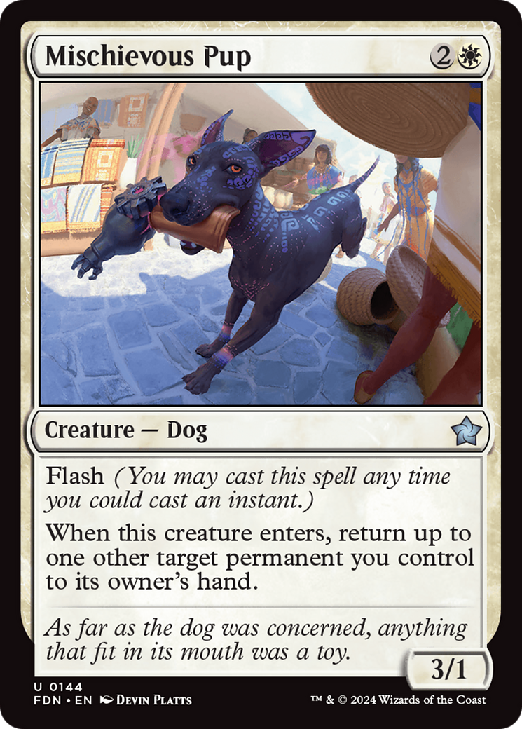 Mischievous Pup (144) [Foundations] foil - Deck Out Gaming