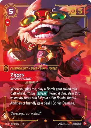 Ziggs, Short-Fused (023/167) [Radiance] Foil