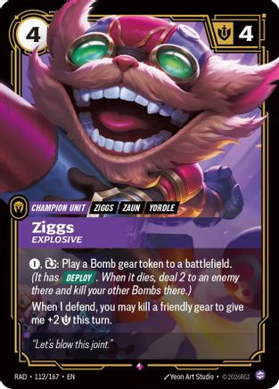 Ziggs, Explosive (112/167) [Radiance] Foil