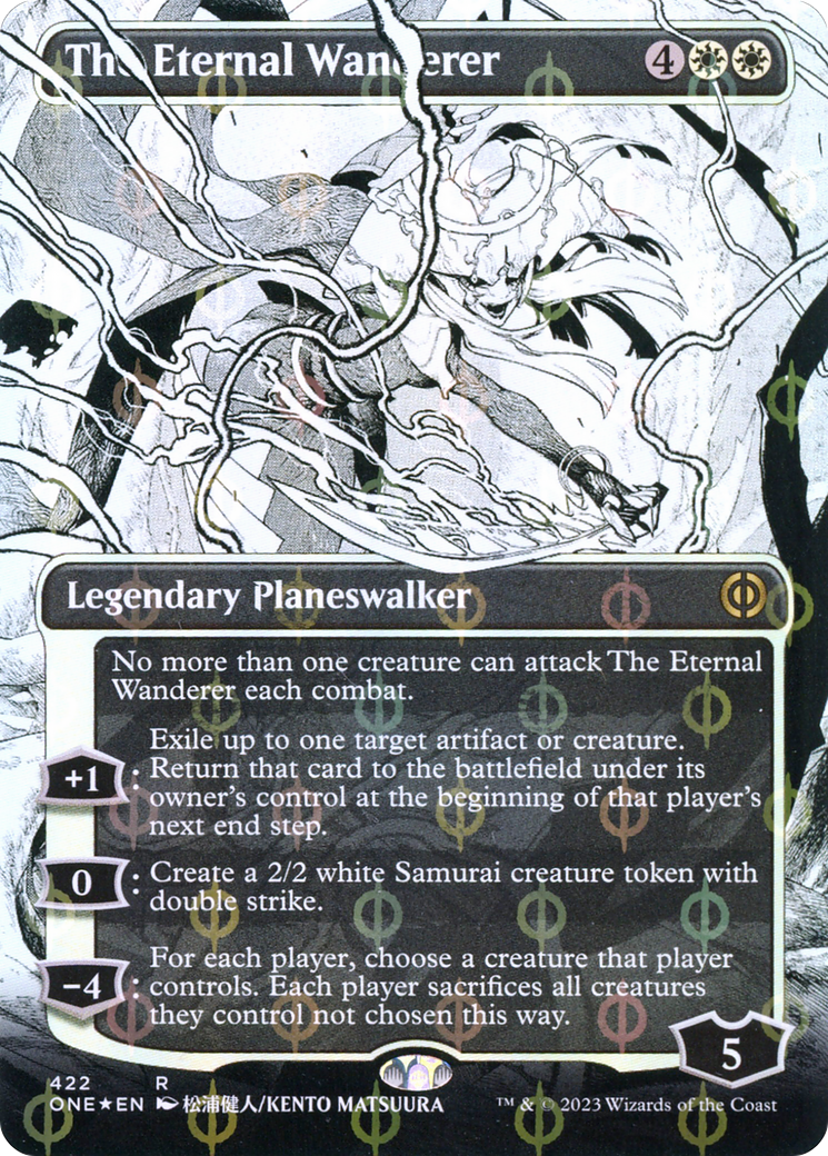 The Eternal Wanderer (Borderless) (Step-and-Compleat Foil) (422) [Phyrexia: All Will Be One] foil - Deck Out Gaming