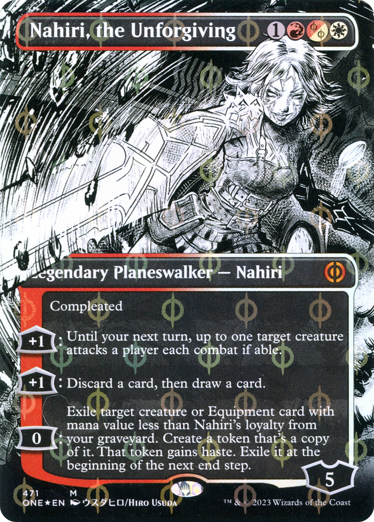 Nahiri, the Unforgiving (Borderless) (Step-and-Compleat Foil) (471) [Phyrexia: All Will Be One] foil - Deck Out Gaming