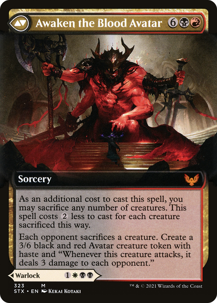 Extus, Oriq Overlord // Awaken the Blood Avatar (323) [Strixhaven: School of Mages] - Deck Out Gaming