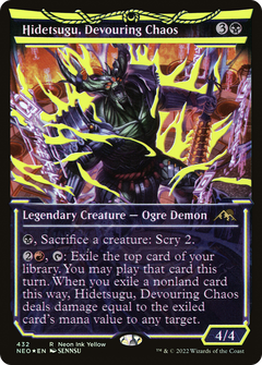 Hidetsugu, Devouring Chaos (Neon Yellow) (WPN Exclusive) (432) [Kamigawa: Neon Dynasty] foil - Deck Out Gaming