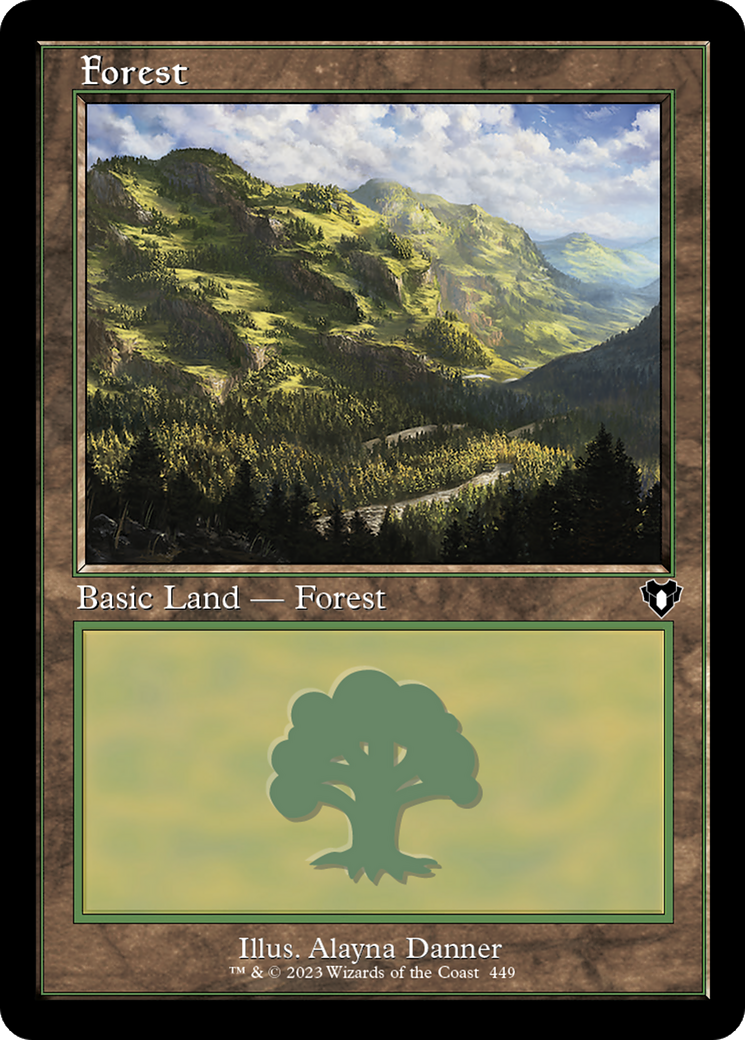 Forest (449) (Retro Frame) (449) [Commander Masters] foil - Deck Out Gaming