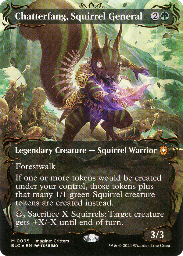 Chatterfang, Squirrel General (Borderless) (Raised Foil) (95) [Bloomburrow Commander] foil - Deck Out Gaming