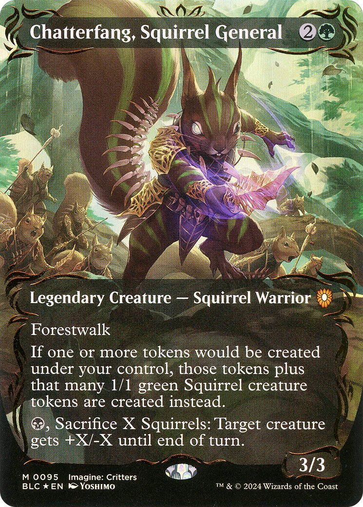 Chatterfang, Squirrel General (Borderless) (Raised Foil) (95) [Bloomburrow Commander] foil - Deck Out Gaming