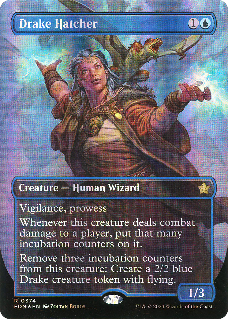 Drake Hatcher (Borderless) (Mana Foil) (374) [Foundations] foil - Deck Out Gaming