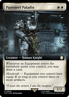 Puresteel Paladin (Extended Art) (Surge Foil) (984) [Fallout] foil - Deck Out Gaming