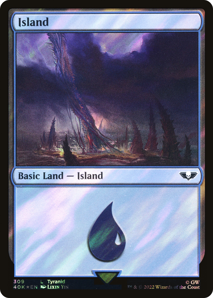 Island (309) (Surge Foil) (309) [Warhammer 40,000 Commander] foil - Deck Out Gaming