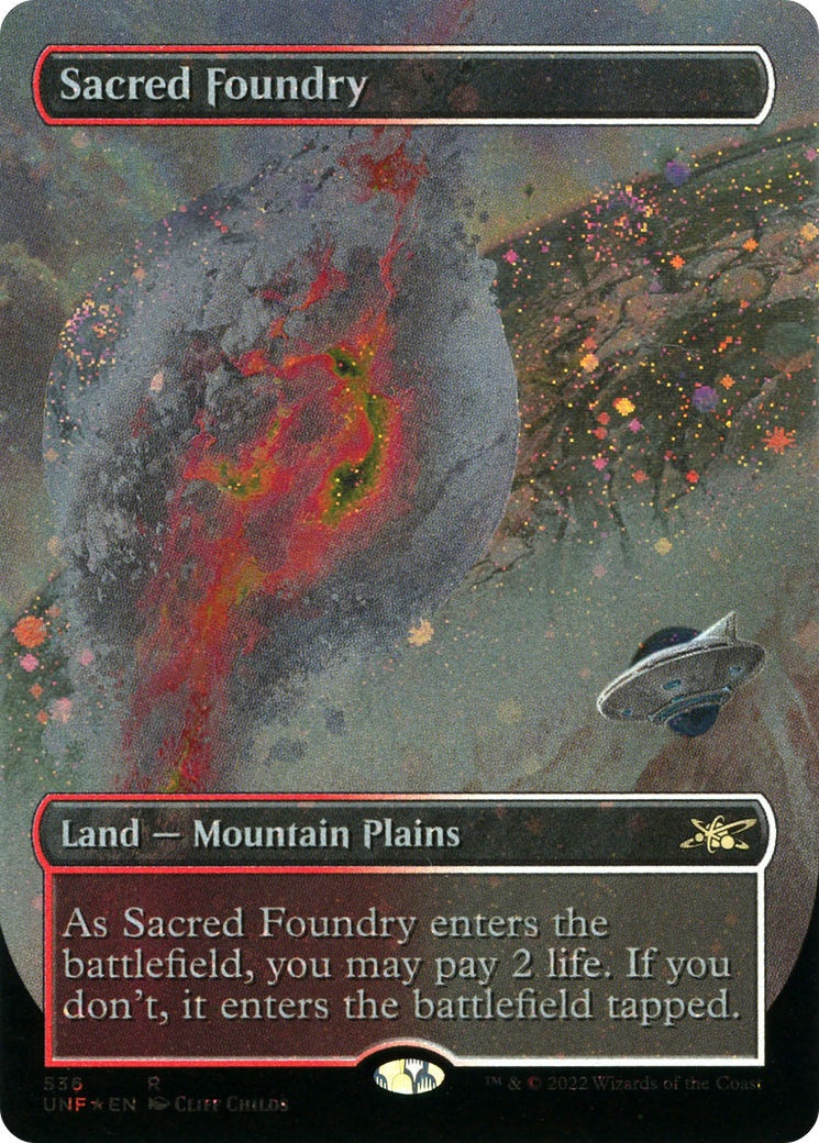 Sacred Foundry (Borderless) (Galaxy Foil) (536) [Unfinity] foil - Deck Out Gaming