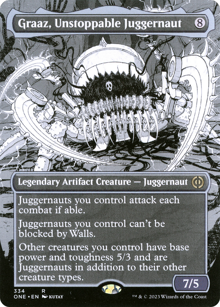 Graaz, Unstoppable Juggernaut (Borderless) (334) [Phyrexia: All Will Be One] foil - Deck Out Gaming