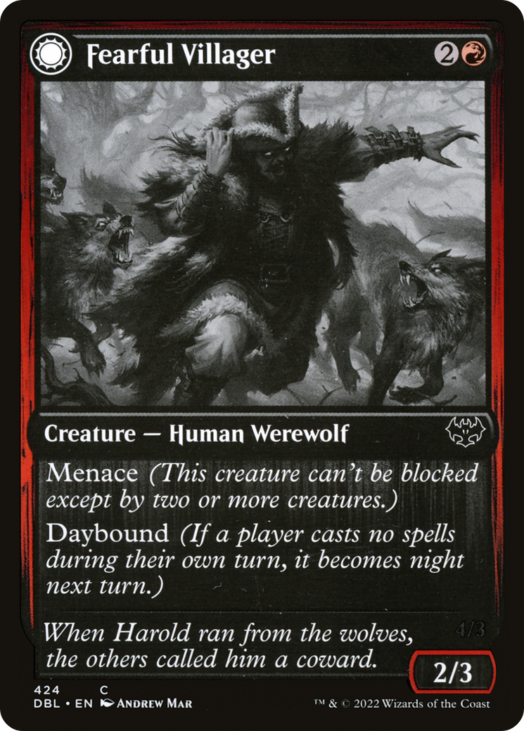 Fearful Villager (424) [Innistrad: Double Feature] foil - Deck Out Gaming