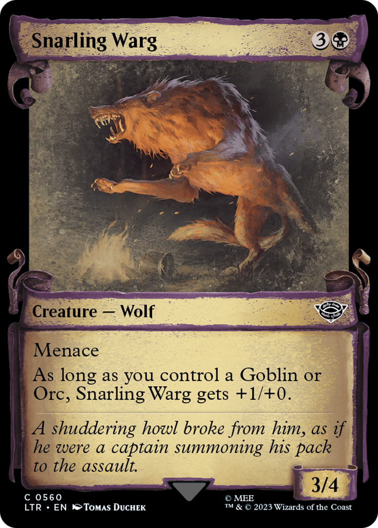 Snarling Warg (Showcase Scrolls) (560) [The Lord of the Rings: Tales of Middle-earth] foil - Deck Out Gaming