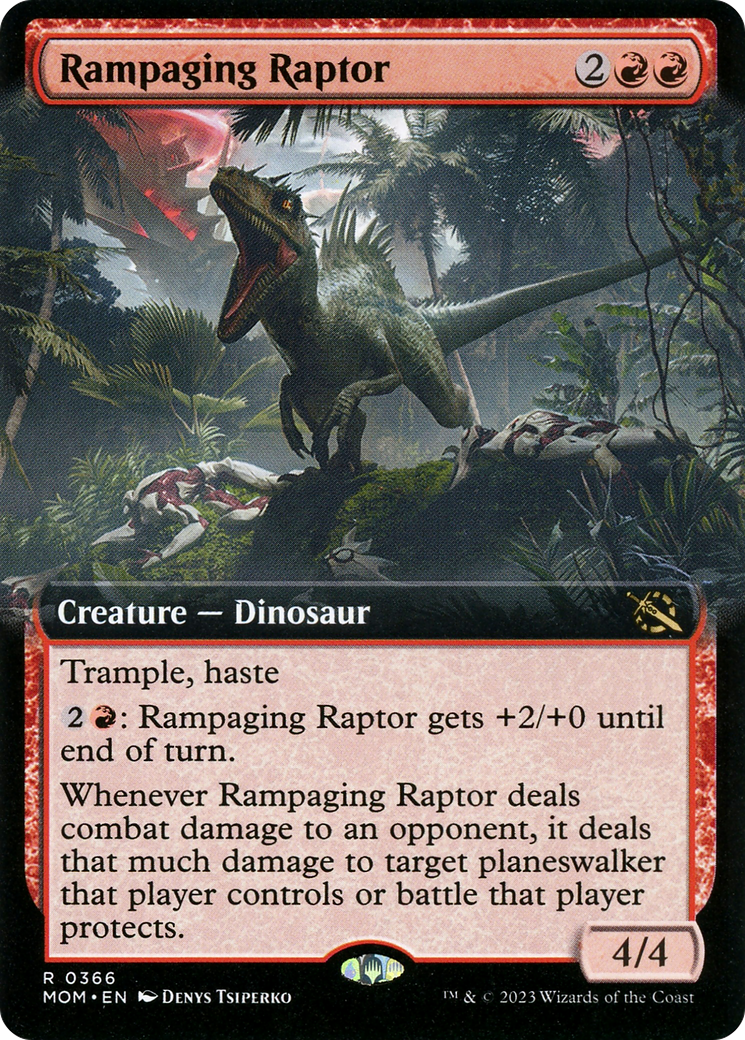 Rampaging Raptor (Extended Art) (366) [March of the Machine] foil - Deck Out Gaming