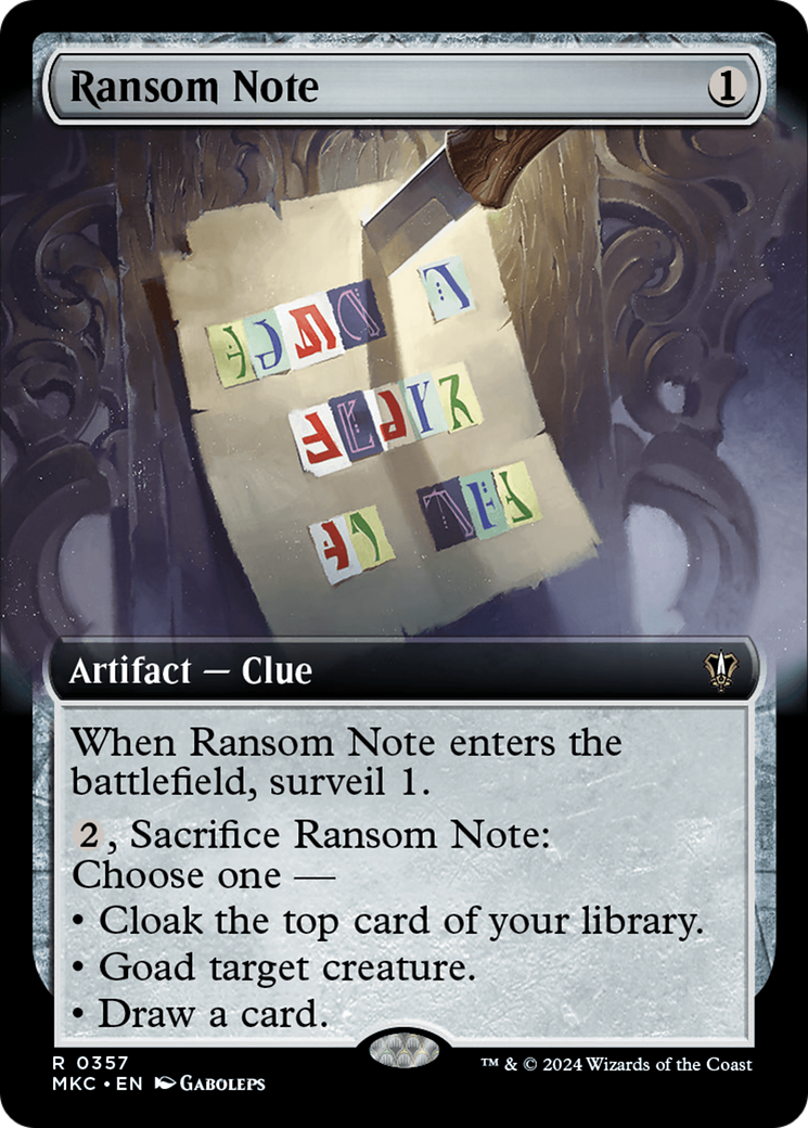 Ransom Note (0357) (Extended Art) (357) [Murders at Karlov Manor Commander] - Deck Out Gaming