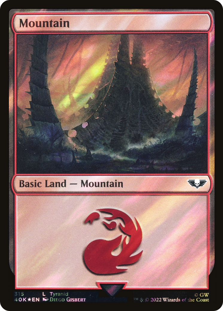 Mountain (315) (Surge Foil) (315) [Warhammer 40,000 Commander] foil - Deck Out Gaming
