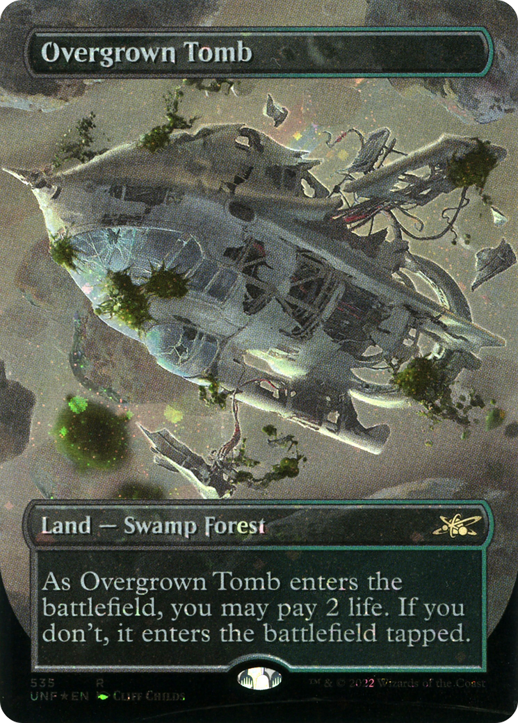Overgrown Tomb (Borderless) (Galaxy Foil) (535) [Unfinity] foil - Deck Out Gaming