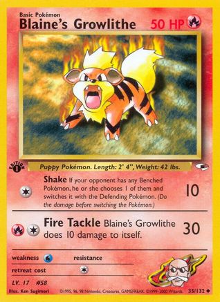 Blaine's Growlithe (35) [Gym Heroes] 1st Edition - Deck Out Gaming